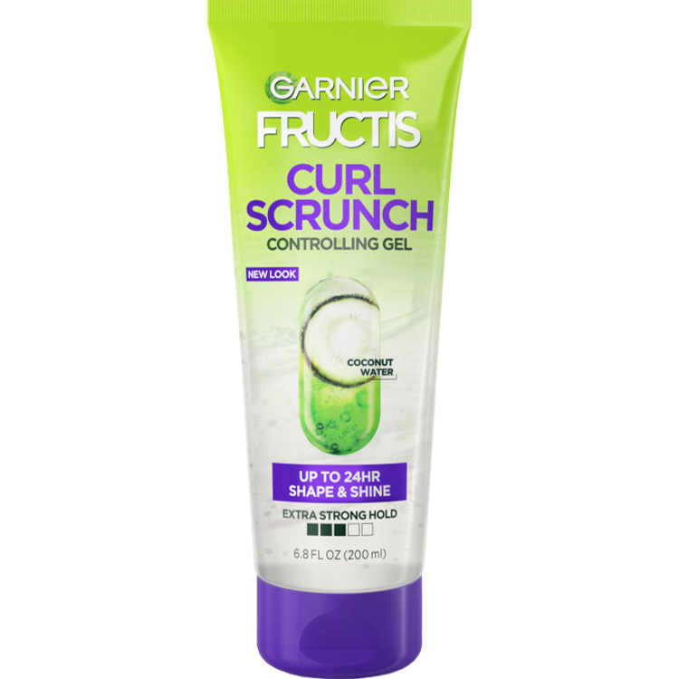 Garnier Fructis Curl Scrunch Controlling Gel with Coconut Water, front view.